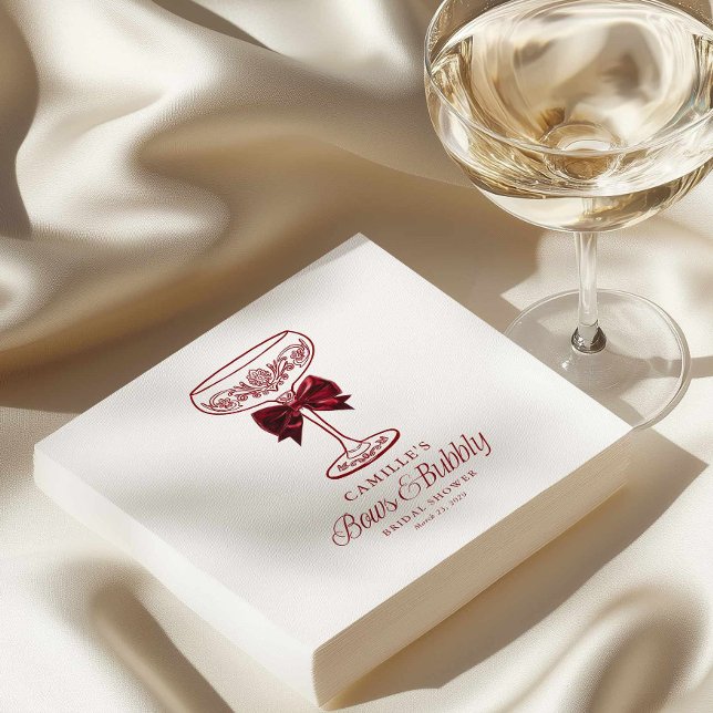 Servilleta De Papel Servilletas de Despedida de Soltera con Lazos y Bu (Elegant Bows and Bubbly Bridal  Shower)