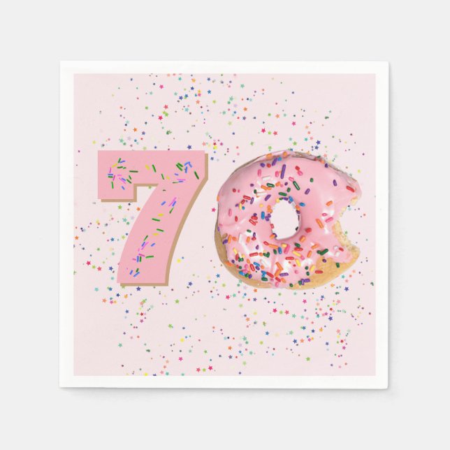 Servilleta De Papel Servilletas de donut rosado para 70 cumpleaños (Anverso)