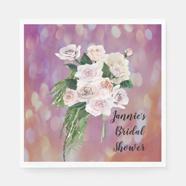 Servilleta De Papel Servilletas de ducha de boda con rosas (Anverso)
