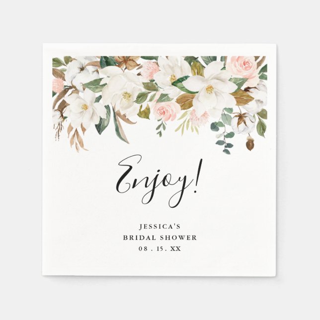 Servilleta De Papel Servilletas de ducha de novia de magnolias elegant (Anverso)