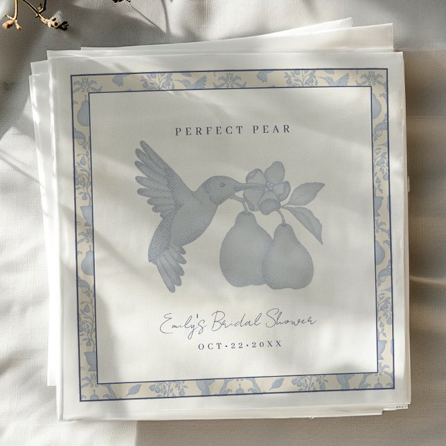 Servilleta De Papel Servilletas de ducha de novia Dusty Blue Perfect P (Perfect Pear Bridal Shower Napkins)