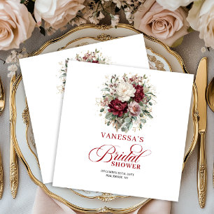 Servilleta De Papel Servilletas de Ducha de Novia Florales de Burdeos 
