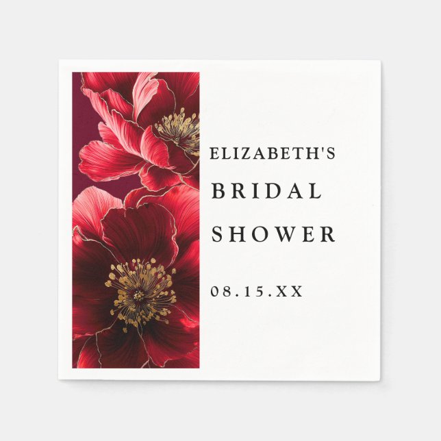 Servilleta De Papel Servilletas de ducha de novia florales elegantes r (Anverso)