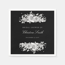 Servilleta De Papel Servilletas de ducha de novia florales negras eleg