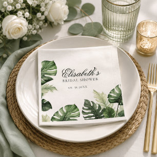 Servilleta De Papel Servilletas de ducha nupcial de Monstera tropical