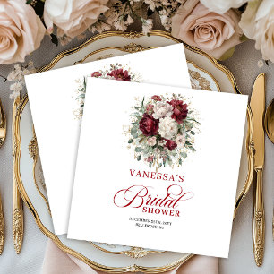 Servilleta De Papel Servilletas de ducha nupcial floral Burgundy minim