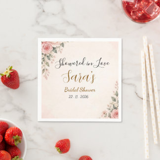 Servilleta De Papel Servilletas de ducha nupcial floral rosa rubor