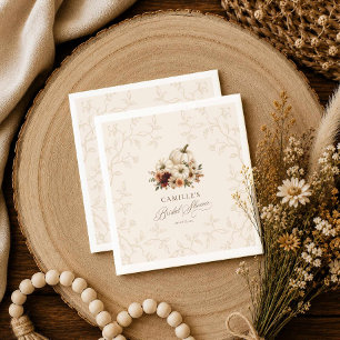 Servilleta De Papel Servilletas de ducha nupcial floral y de calabaza