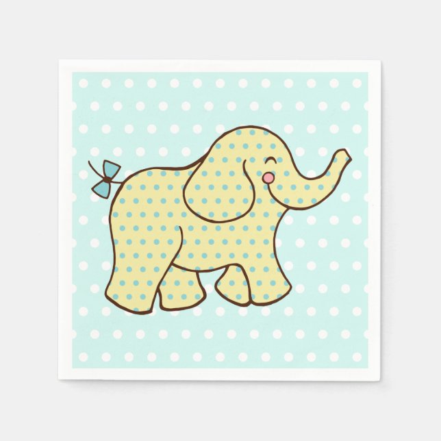 Servilleta De Papel Servilletas de elefante amarillo Aqua (Anverso)