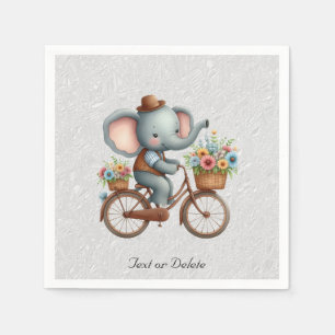 Servilleta De Papel Servilletas de elefante en bicicleta floral