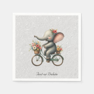 Servilleta De Papel Servilletas de elefante en bicicleta floral