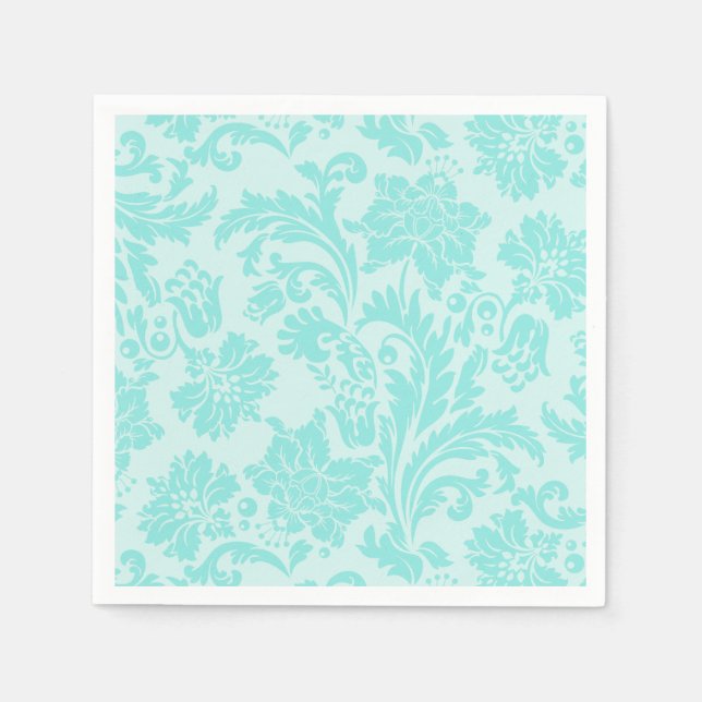Servilleta De Papel Servilletas de estampado floral verde turquesa (Anverso)