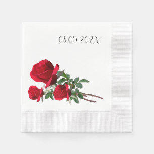 Servilleta De Papel Servilletas de fecha de boda con Rosas Rojas