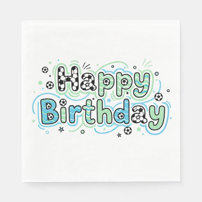 Servilleta De Papel Servilletas de Feliz Cumpleaños Fútbol - Artículos (Anverso)