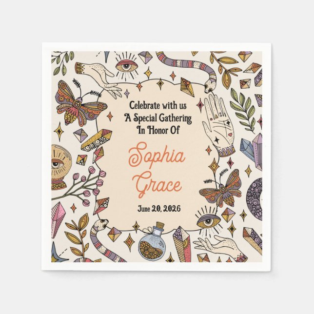 Servilleta De Papel Servilletas de fiesta celestiales boho místicas (Anverso)