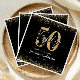 Servilleta De Papel Servilletas de fiesta Chic Black Gold 50th