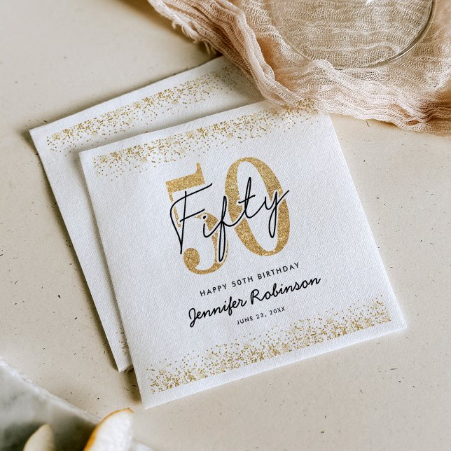 Servilleta De Papel Servilletas de fiesta Chic White Gold 50th (Subido por el creador)