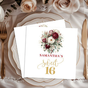 Servilleta De Papel Servilletas de fiesta de Burgundy Blush Sweet 16 r