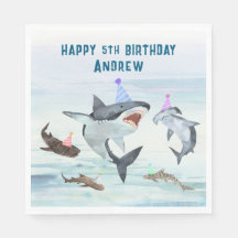 Servilletas de fiesta de cumpleaños de tiburones e