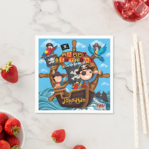 Servilleta De Papel Servilletas de fiesta de cumpleaños pirata para ni