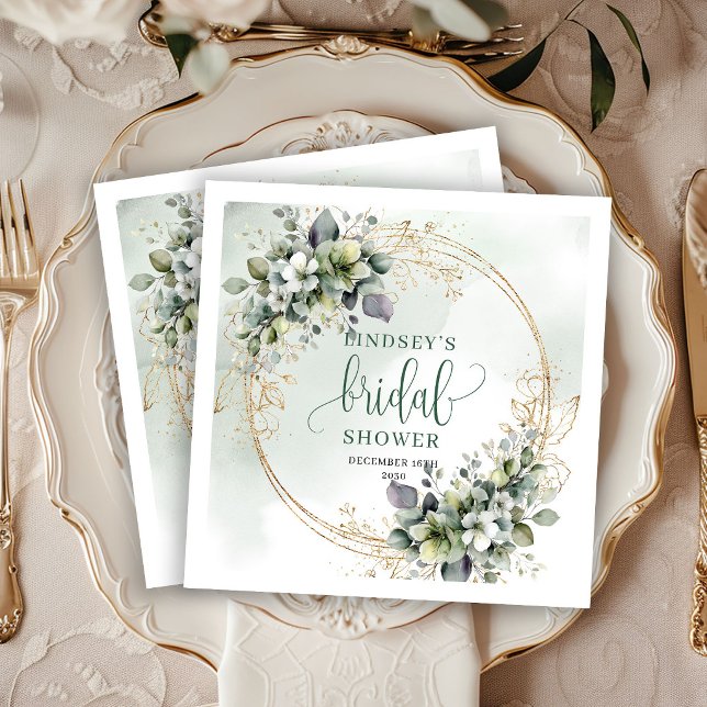 Servilleta De Papel Servilletas de fiesta de desayuno nupcial botánico (Watercolor Botanical Bridal Shower Party Napkins)
