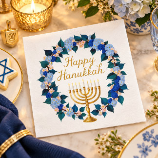 Servilleta De Papel Servilletas de fiesta de Hanukkah con Menorá Flora