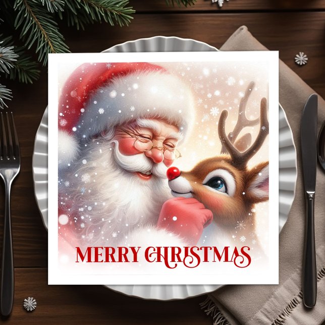 Servilleta De Papel Servilletas de fiesta de Navidad de Santa Claus du (Sweet Santa Rudolph Christmas Party Napkins)