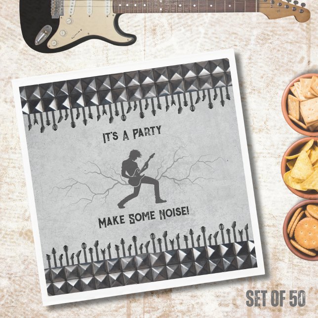 Servilleta De Papel Servilletas de fiesta de Rock and Roll del guitarr (Get ready to shred with these awesome Rockstar party napkins)