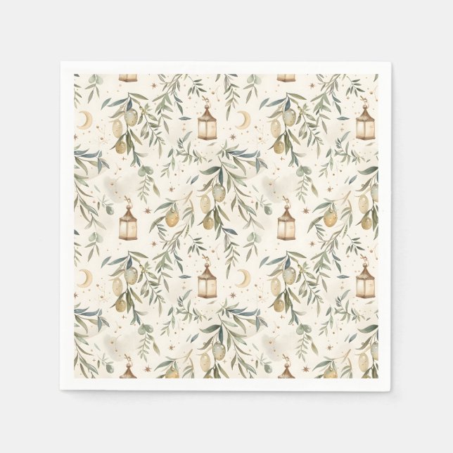 Servilleta De Papel Servilletas de fiesta islámica Olive & Lantern (Anverso)