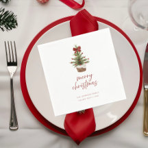Servilletas de fiesta navideña con mini árbol de N