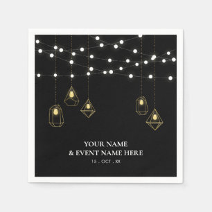 Servilleta De Papel Servilletas de fiesta personalizadas Black & Gold 