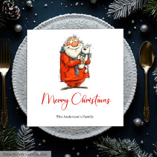 Servilleta De Papel Servilletas de fiesta personalizadas con Papá Noel