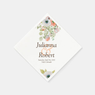 Servilleta De Papel Servilletas de flores acuarela rosa y azul