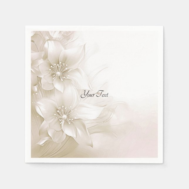 Servilleta De Papel Servilletas de Flores Blancas Marfil Elegantes (Anverso)