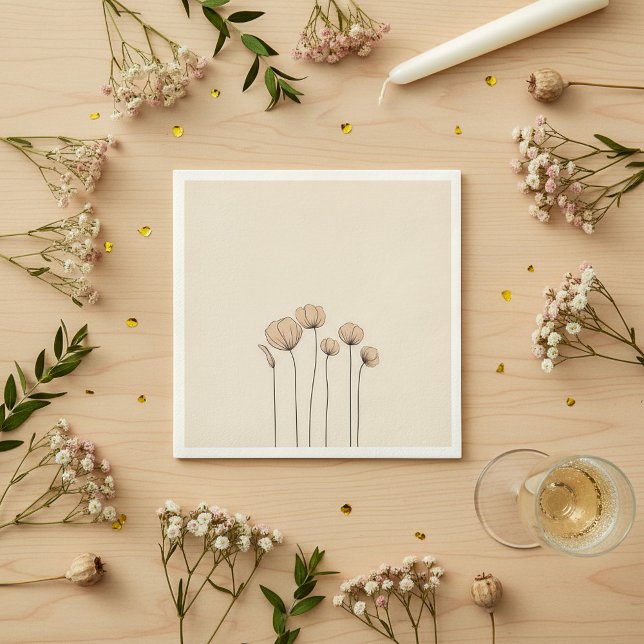 Servilleta De Papel Servilletas de flores de diseño moderno plano (Flat design modern flowers Napkins.)