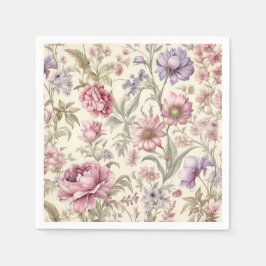 Servilleta De Papel Servilletas de flores púrpuras rosadas vintage