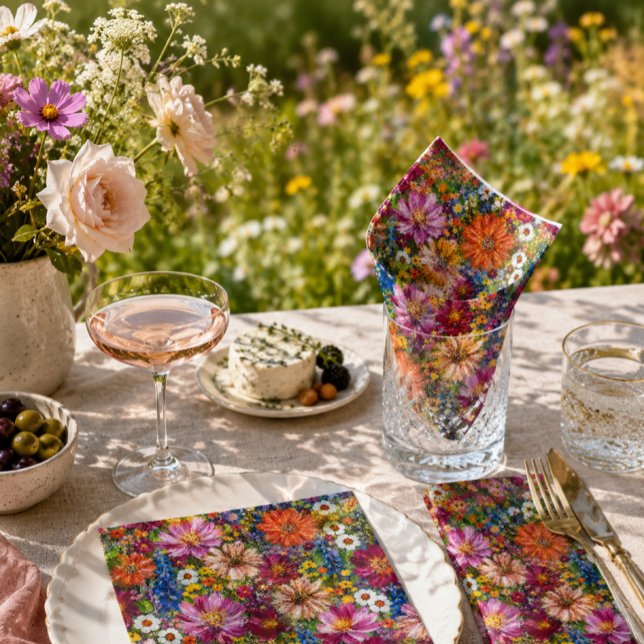 Servilleta De Papel Servilletas de flores silvestres para fiestas de j (Wildflower cocktail napkins for garden parties, summer entertaining and colourful floral table party)