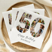 Servilletas de foto de cumpleaños 50 minimalista