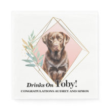 Servilletas de foto de perro de boda de Lab Chocol