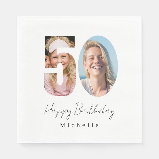 Servilleta De Papel Servilletas de foto personalizadas para cumpleaños (Anverso)