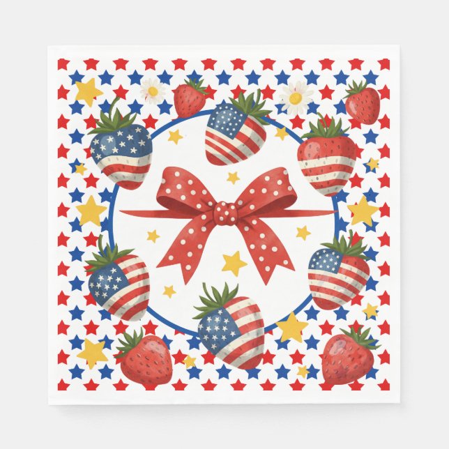 Servilleta De Papel Servilletas de Fresas Patrióticas (Anverso)