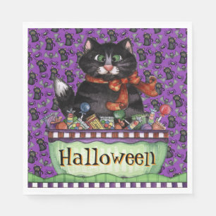 Servilleta De Papel Servilletas de gato felices de Halloween