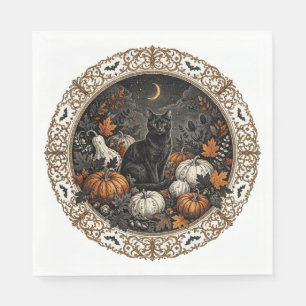 Servilleta De Papel Servilletas de gato negro de Halloween gótico vict