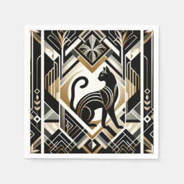 Servilleta De Papel Servilletas de gato negro decorativas abstractas m