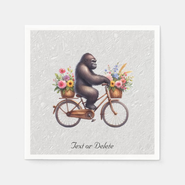 Servilleta De Papel Servilletas de Gorila de Bicicleta Floral (Anverso)