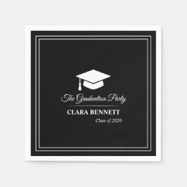 Servilleta De Papel Servilletas de graduación 2026 de negro y blanco m