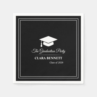 Servilleta De Papel Servilletas de graduación 2026 de negro y blanco m