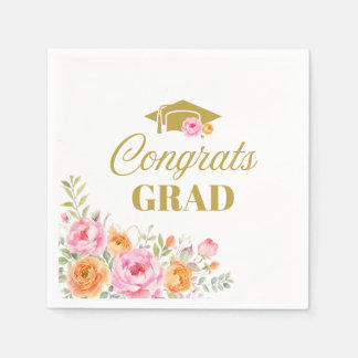 Servilleta De Papel Servilletas de graduación Congrats Grad Floral sil