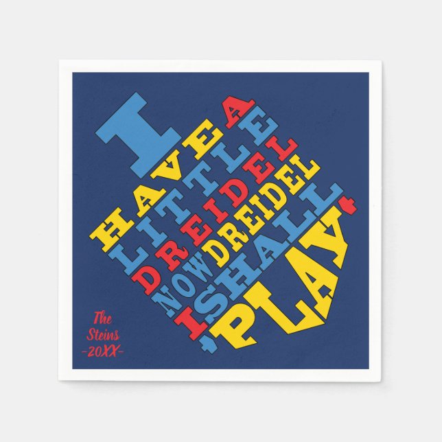 Servilleta De Papel Servilletas de Hanukkah Personalizadas "Dreidel Sp (Anverso)