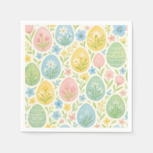 Servilleta De Papel Servilletas de huevo floral de Pascua de acuarela